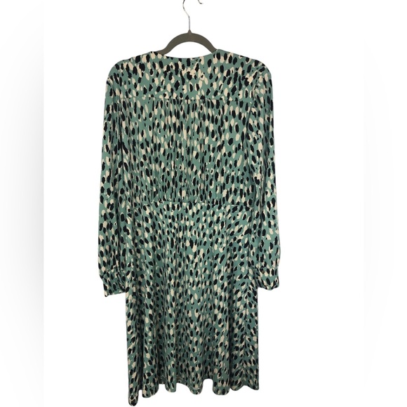 H&M Dress Paintbrush Pattern Faux Wrap Front Softly Gathered Cuffed Long Sleeve - Picture 2 of 10